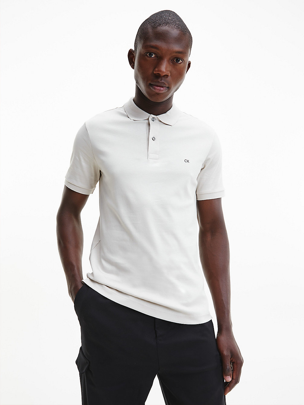 STONY BEIGE Slim Polo Shirt undefined men Calvin Klein