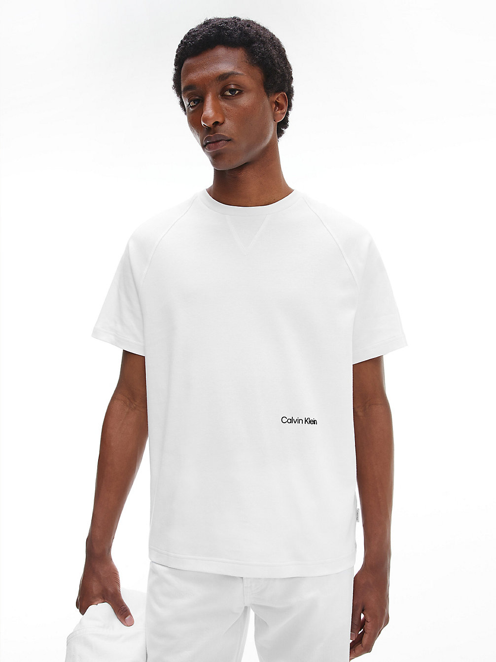 BRIGHT WHITE Soft Cotton Raglan T-Shirt undefined men Calvin Klein