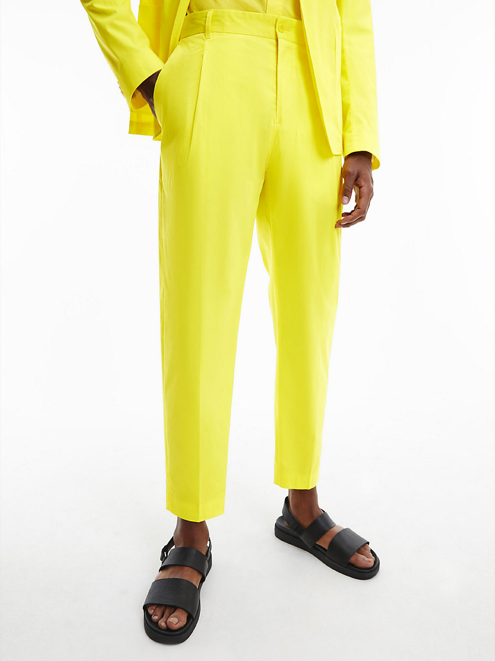 MAGNETIC YELLOW Relaxed Cotton Stretch Trousers undefined men Calvin Klein