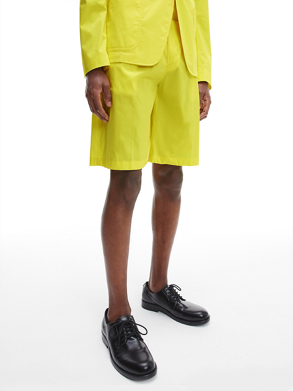 MAGNETIC YELLOW Cotton Stretch Shorts undefined men Calvin Klein