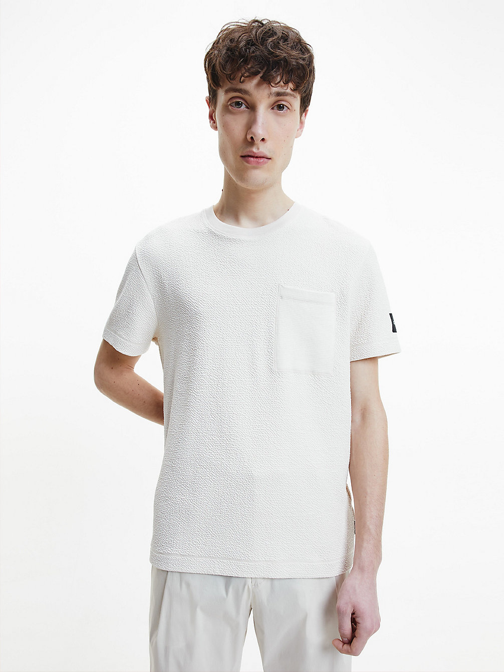 STONY BEIGE Organic Cotton Structured T-Shirt undefined men Calvin Klein