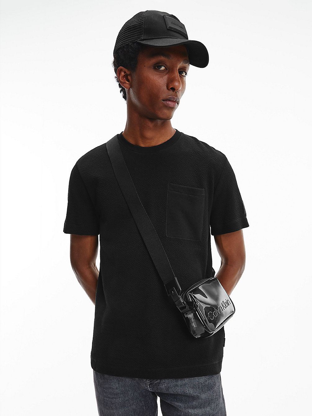 CK BLACK Strukturiertes T-Shirt Aus Bio-Baumwolle undefined Herren Calvin Klein