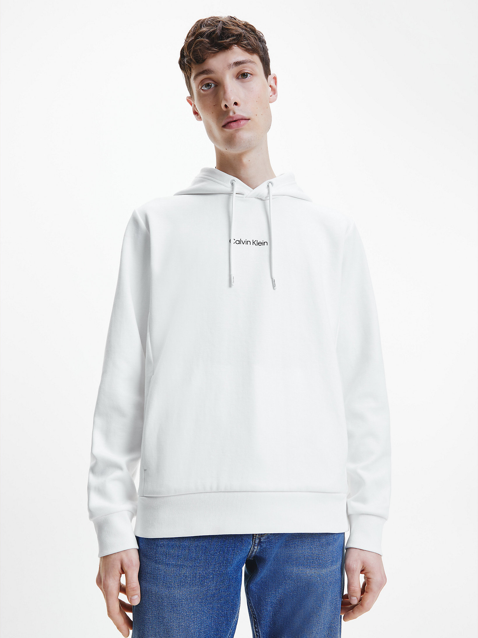 Sweat-Shirt À Capuche Avec Logo > Bright White > undefined hommes > Calvin Klein