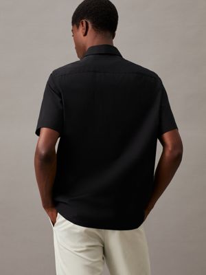 ck black poplin short sleeve shirt for men calvin klein