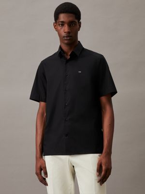 ck black poplin short sleeve shirt for men calvin klein