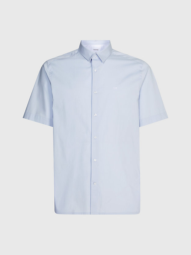 light blue poplin short sleeve shirt for men calvin klein
