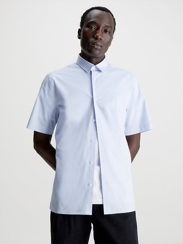 Light Blue Poplin Short Sleeve Shirt undefined men Calvin Klein
