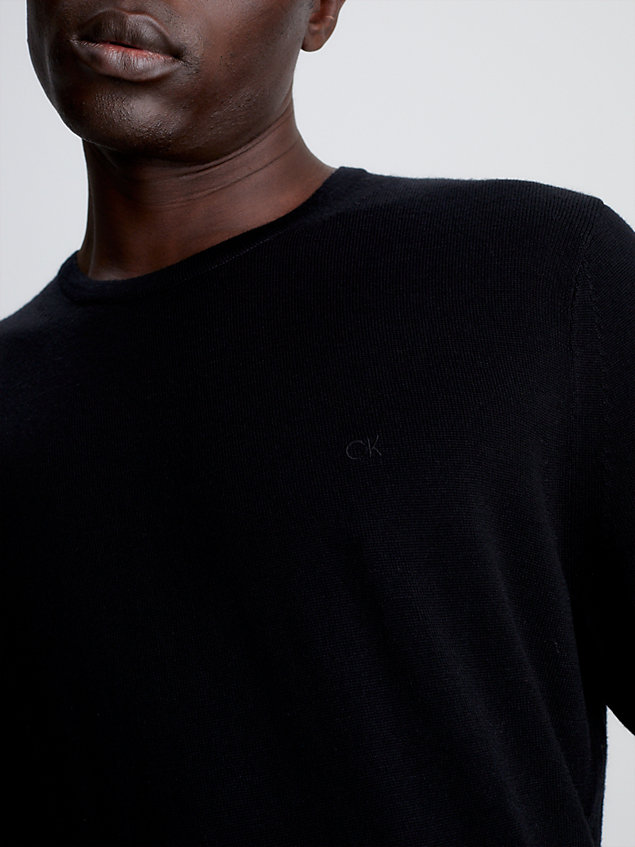 black sweter z wełny z merynosa dla mężczyźni - calvin klein