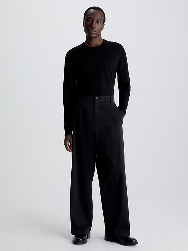 black sweter z wełny z merynosa dla mężczyźni - calvin klein