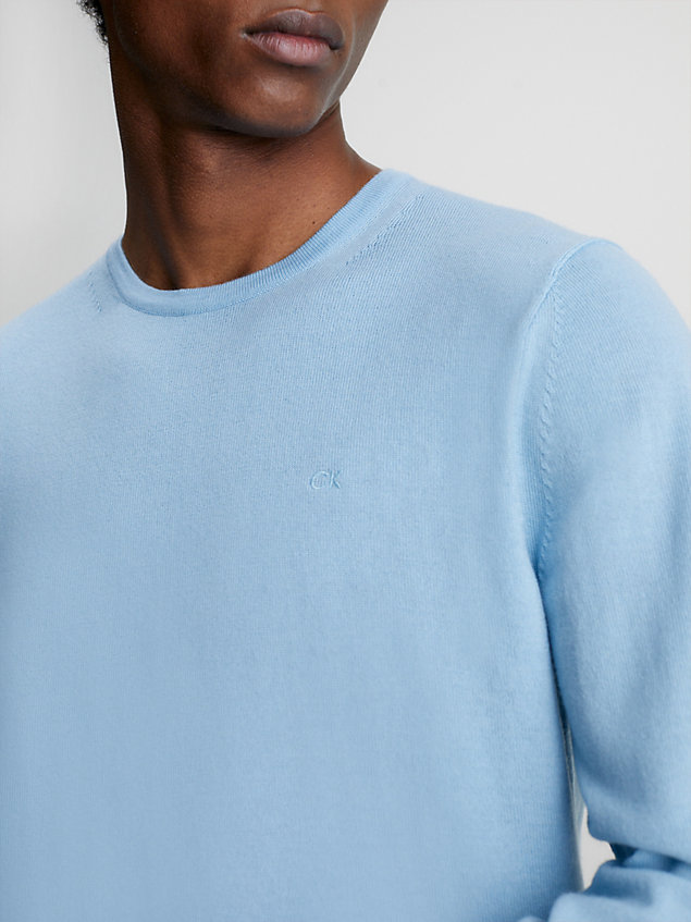 blue sweter z wełny z merynosa dla mężczyźni - calvin klein