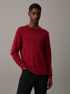 red merino wool jumper for men calvin klein