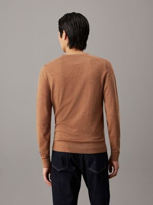 travertine heather merino wool jumper for men calvin klein