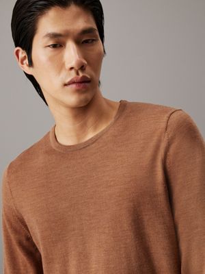 travertine heather merino wool jumper for men calvin klein