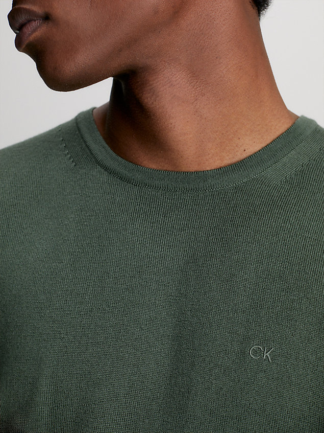 green sweter z wełny z merynosa dla mężczyźni - calvin klein