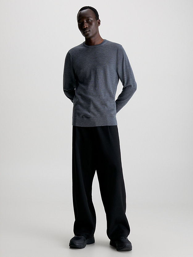 dark grey heather merino wool jumper for men calvin klein