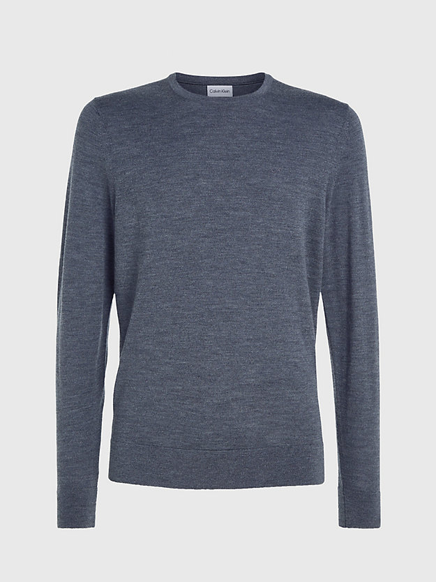 dark grey heather merino wool jumper for men calvin klein