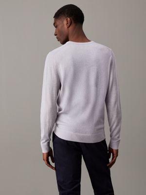 light grey heather merino wool jumper for men calvin klein