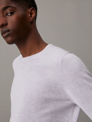 light grey heather merino wool jumper for men calvin klein