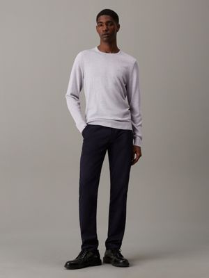 light grey heather merino wool jumper for men calvin klein