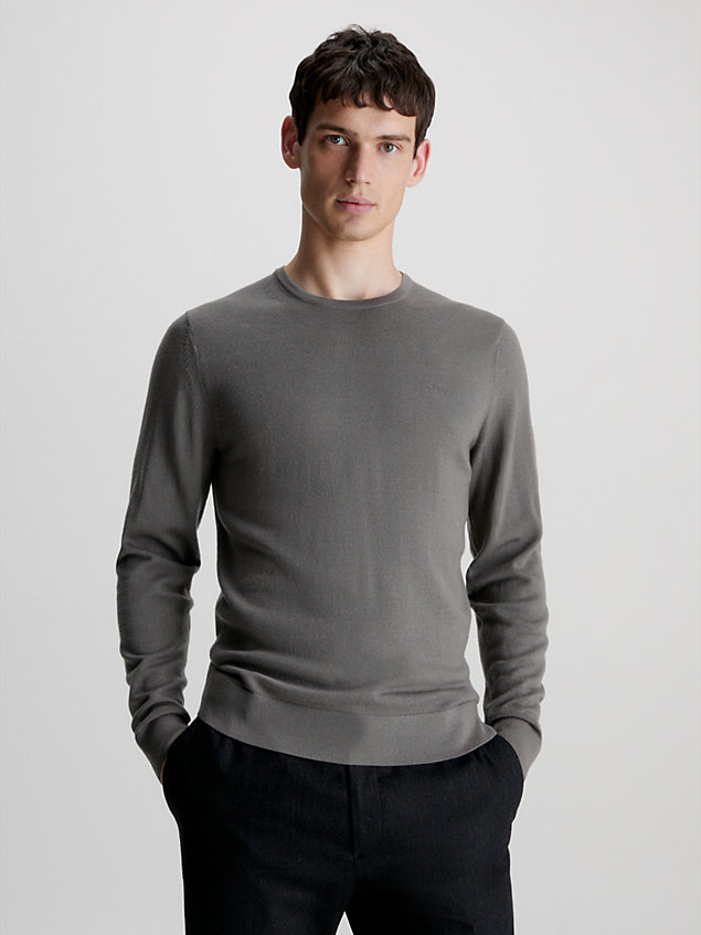 grey merino wool jumper for men calvin klein