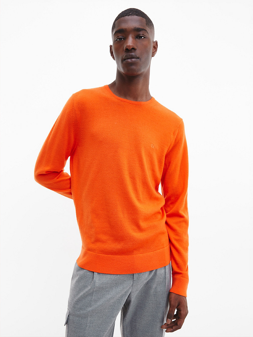 CORAL ORANGE Merino Wool Jumper undefined men Calvin Klein