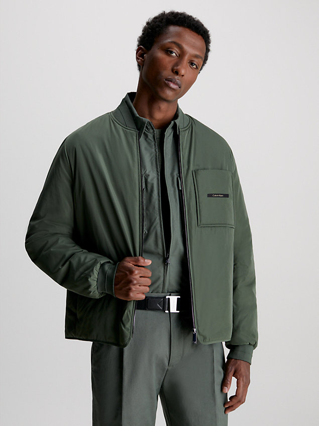 green lightweight twill bomber jacket for men calvin klein