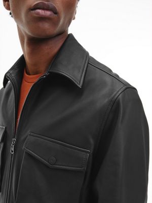 black leren overhemdjack voor heren - calvin klein