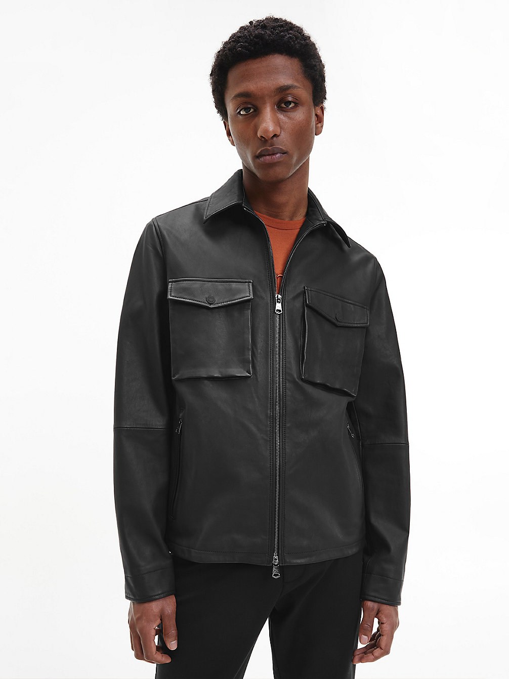 CK BLACK Leather Shirt Jacket undefined men Calvin Klein