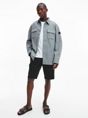 grey oversized faux wool overshirt for men calvin klein