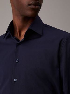 night sky poplin stretch fitted shirt for men calvin klein