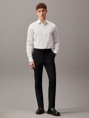 bright white poplin stretch fitted shirt for men calvin klein