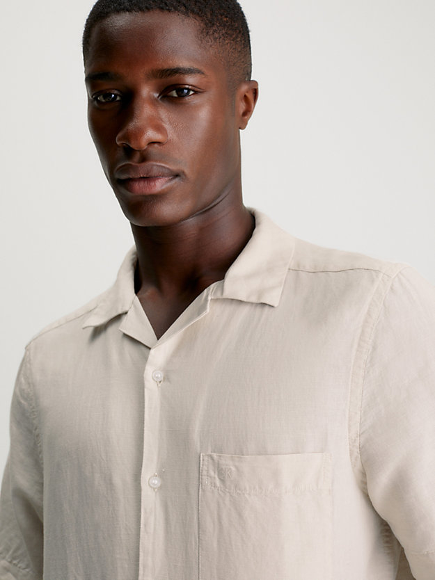 STONY BEIGE Linen Cotton Shirt for men CALVIN KLEIN