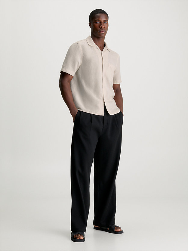 STONY BEIGE Camisa de lino y algodón de hombre CALVIN KLEIN