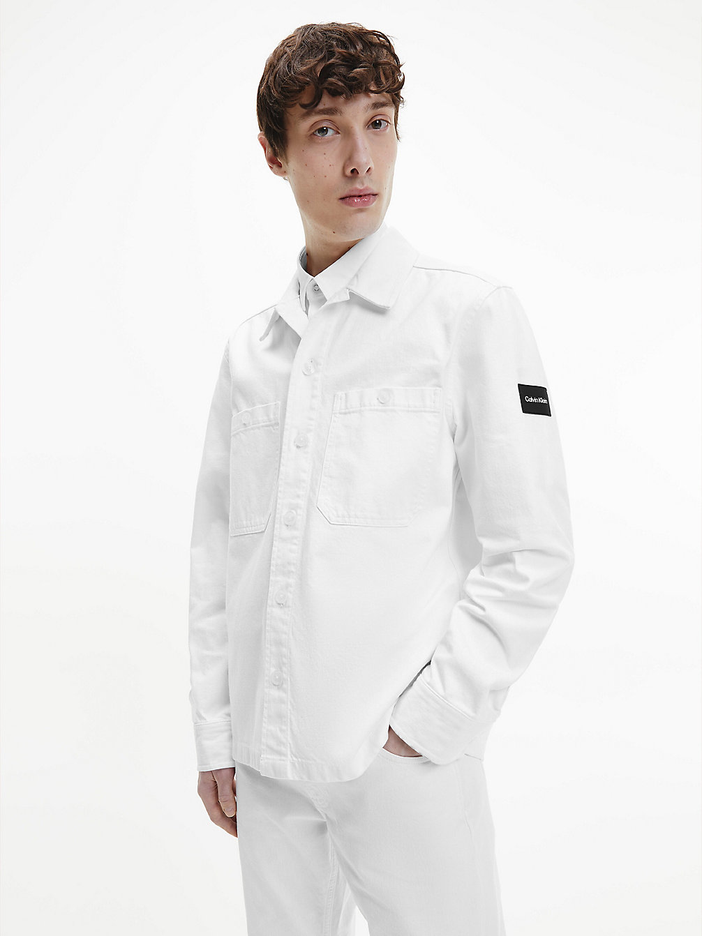 BRIGHT WHITE Organic Cotton Denim Shirt Jacket undefined men Calvin Klein