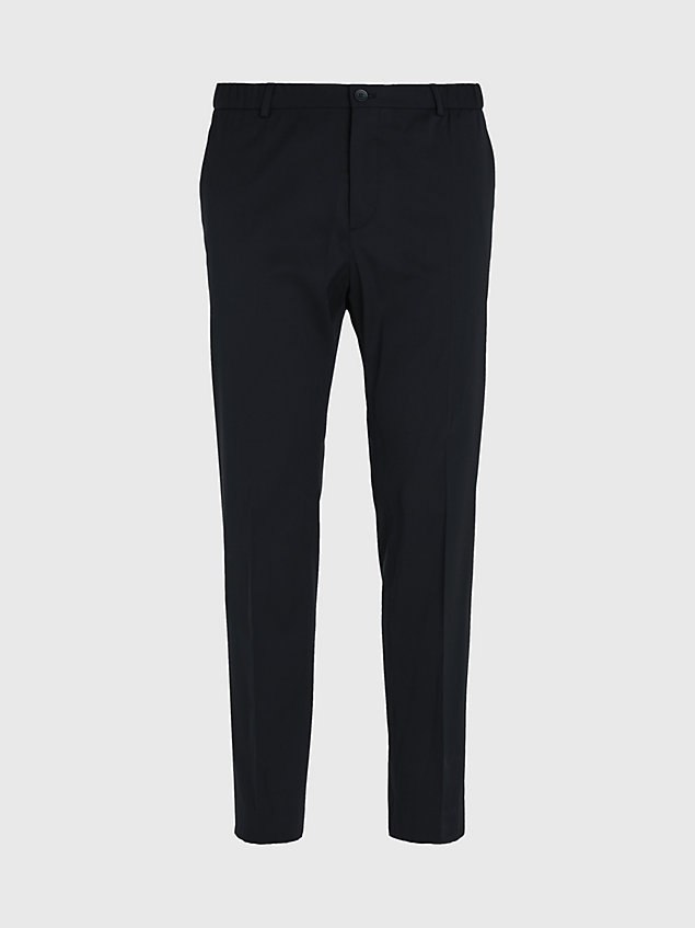 black slim cropped suit trousers for men calvin klein