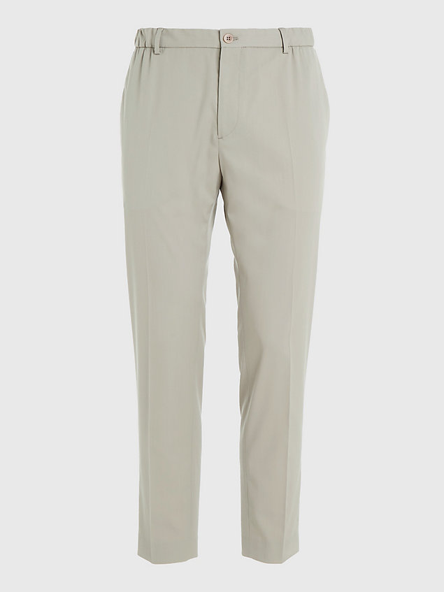 grey wąskie spodnie z mieszanki wełny dla mężczyźni - calvin klein