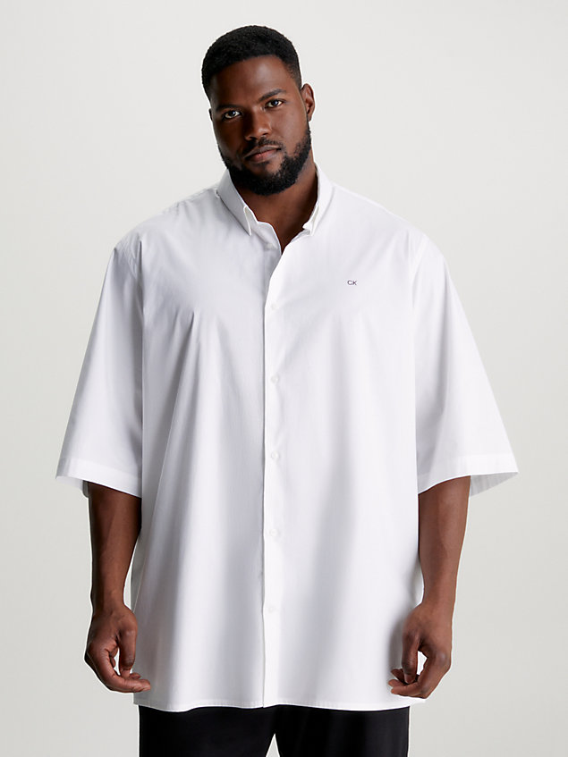 white plus size short sleeve shirt for men calvin klein