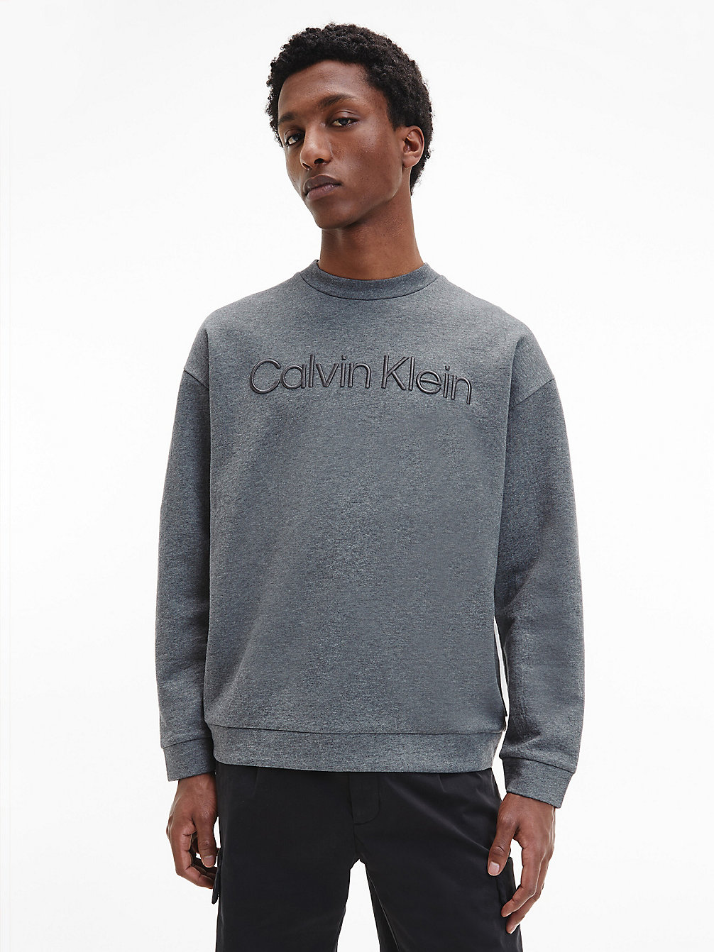 DARK GREY HEATHER Relaxed Spacer Sweatshirt undefined men Calvin Klein