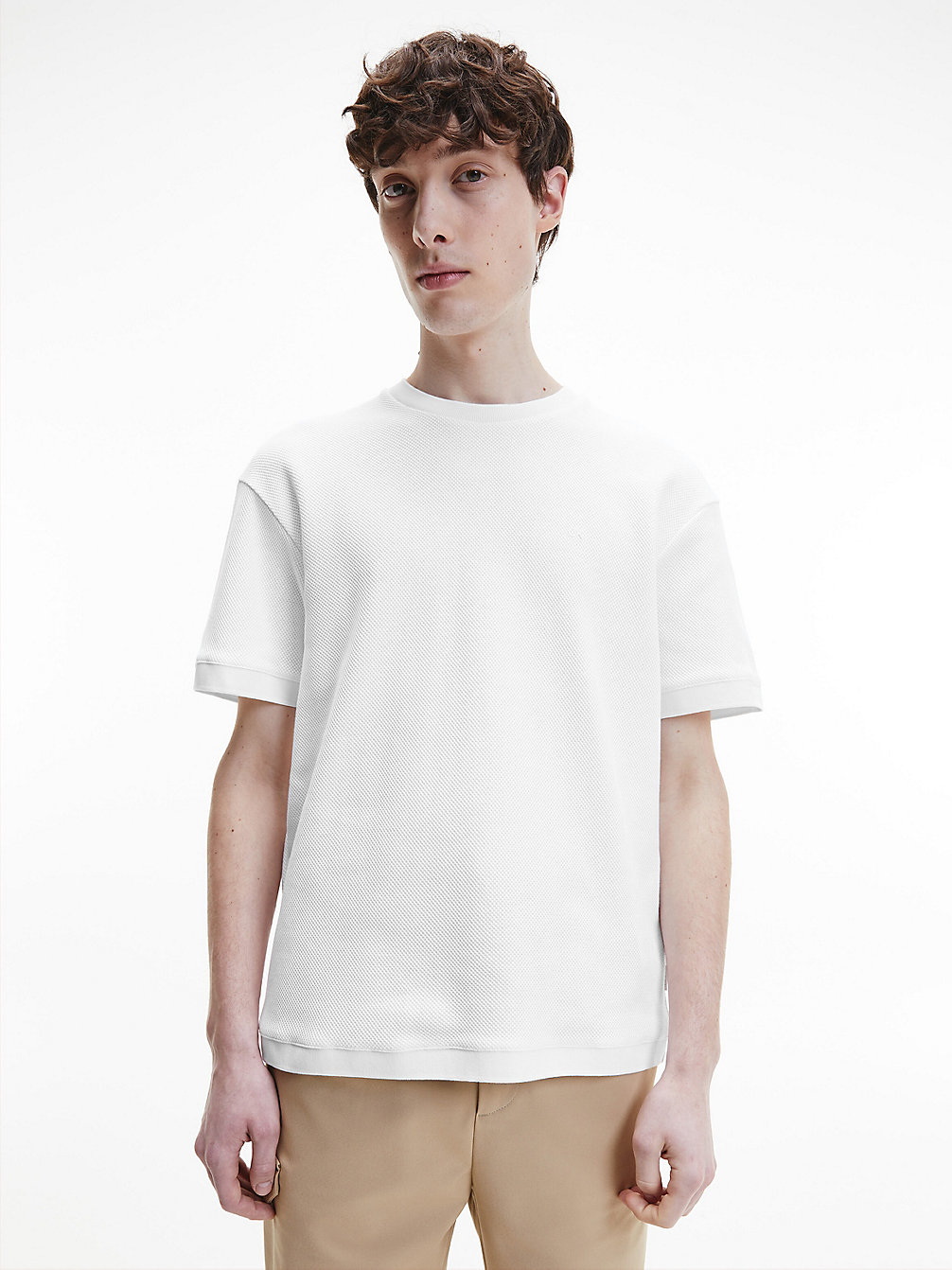 BRIGHT WHITE Piqué-T-Shirt Aus Bio-Baumwolle undefined Herren Calvin Klein