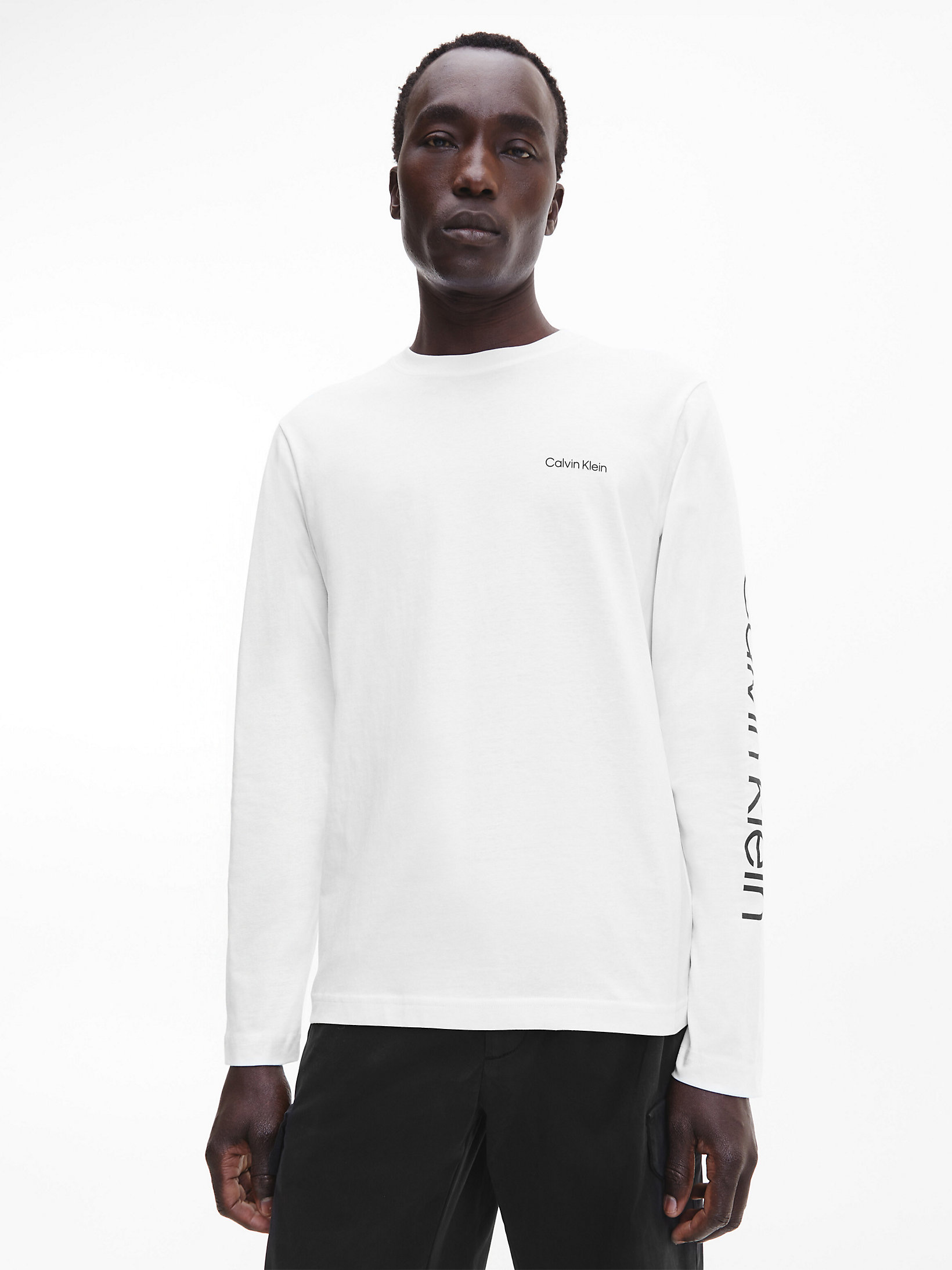 Bright White Long Sleeve T-Shirt undefined men Calvin Klein