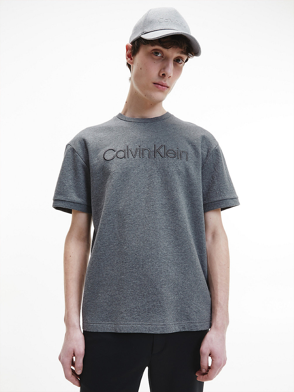 DARK GREY HEATHER Spacer Logo T-Shirt undefined men Calvin Klein