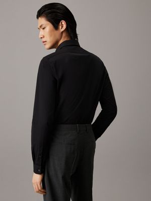 black extra slim poplin stretch shirt for men calvin klein