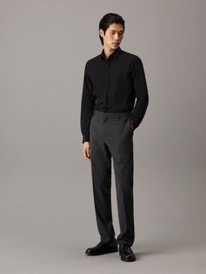 black extra slim poplin stretch shirt for men calvin klein