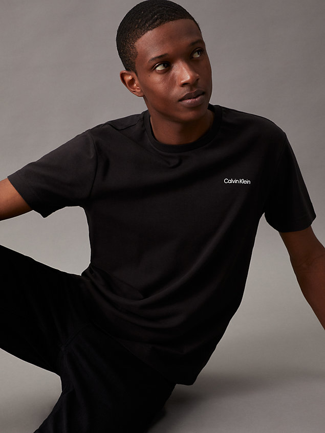 black bawełniany t-shirt z małym logo dla mężczyźni - calvin klein