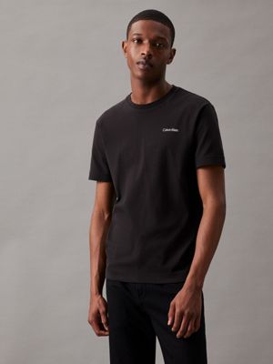 black cotton interlock t-shirt for men calvin klein