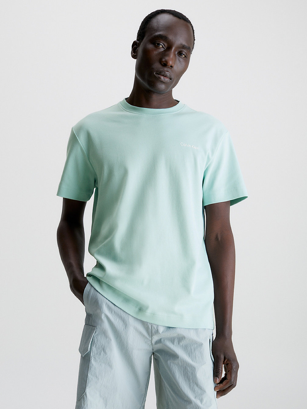 T-Shirt In Cotone Biologico > GHOST GLACIER > undefined uomo > Calvin Klein