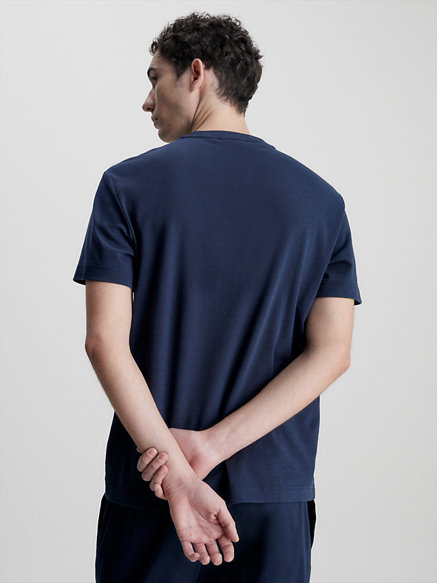 t-shirt con micro logo in cotone blue da uomo calvin klein