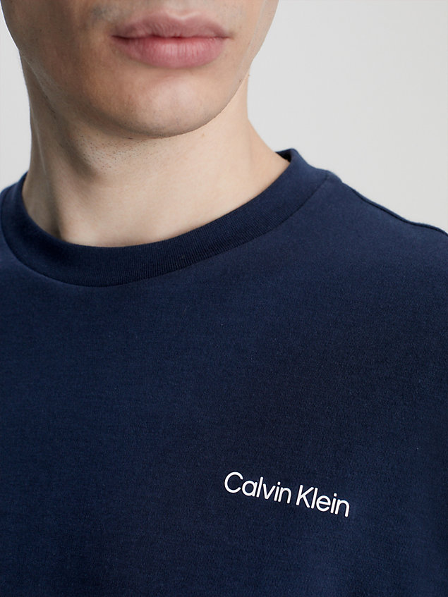 blue bawełniany t-shirt z małym logo dla mężczyźni - calvin klein