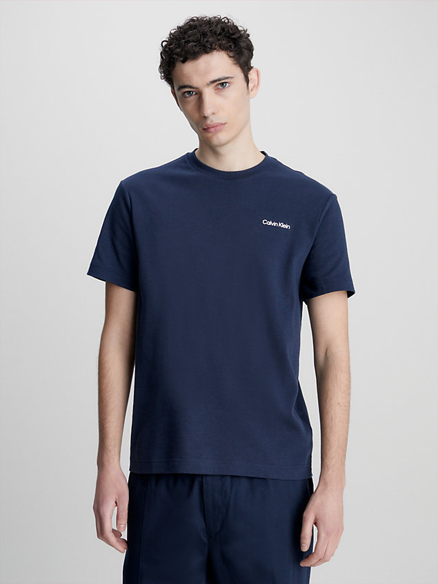 blue bawełniany t-shirt z małym logo dla mężczyźni - calvin klein