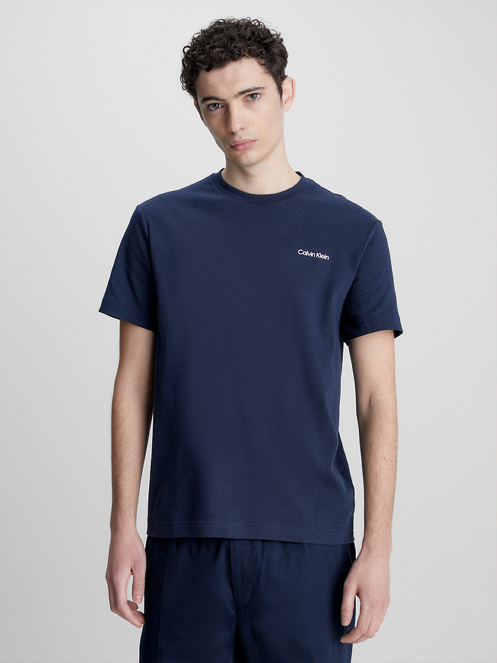 CALVIN NAVY > T-Shirt Z Bawełny Organicznej > undefined Mężczyźni - Calvin Klein